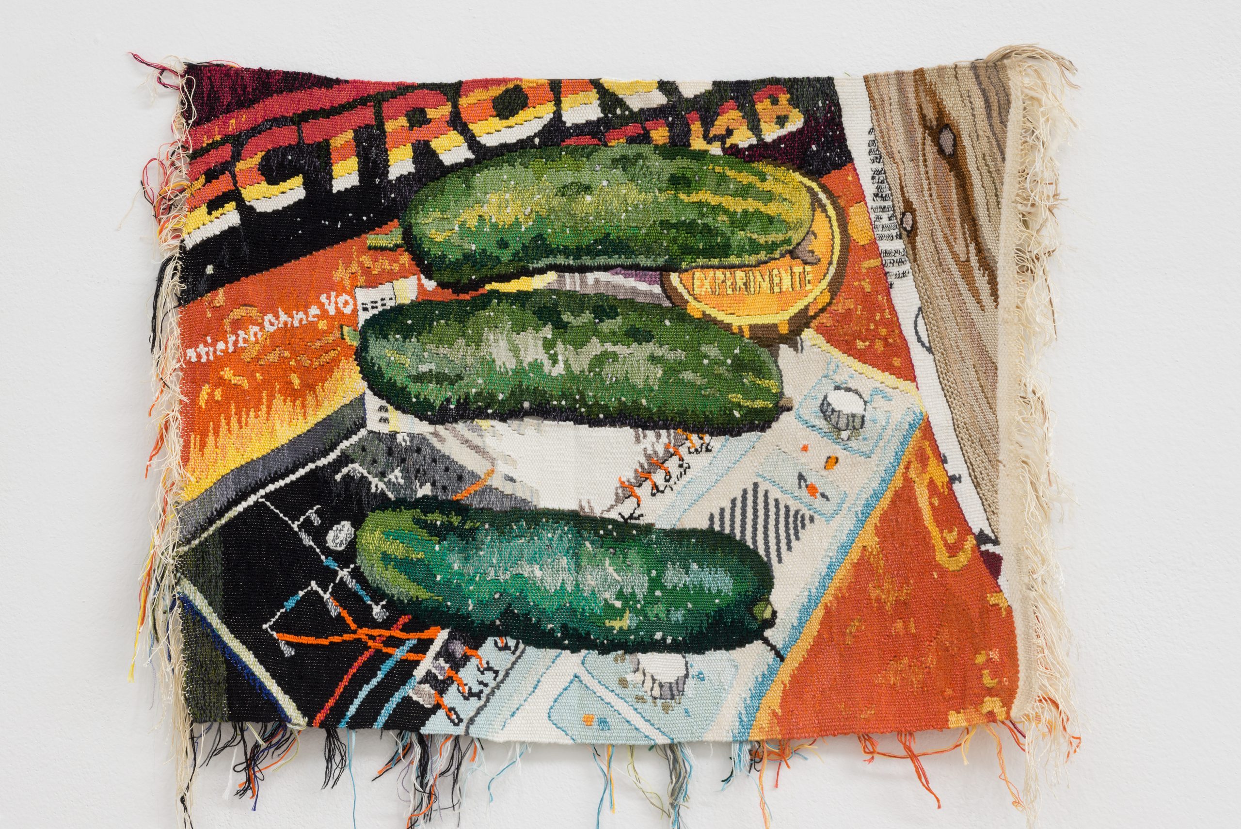 Ingrid Wiener, Drei Feldgurken, 2006, Gobelin, Wolle, Seide,
59 × 73 cm, Privatsammlung, Wien, © die Künstlerin